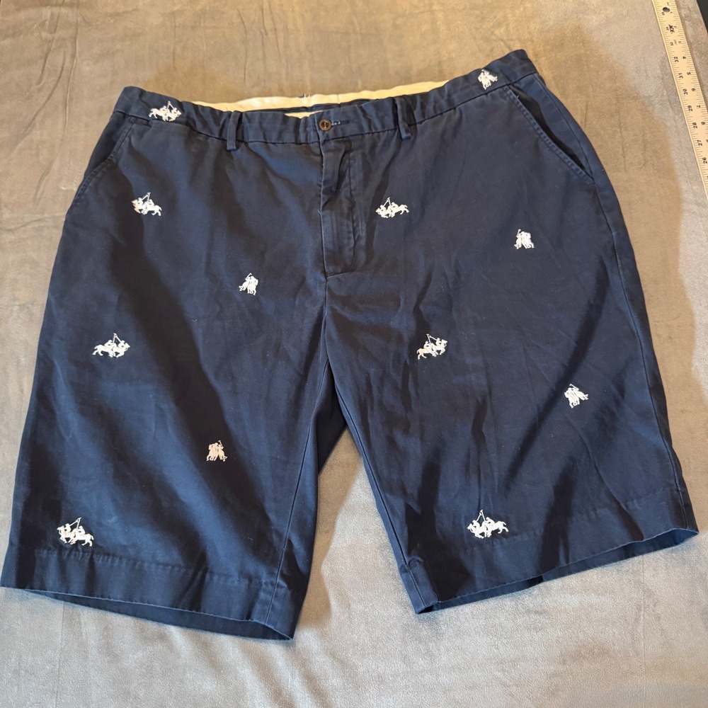 Polo Ralph Lauren Mens Critter Shorts 38 Navy All Over Embroidered Preppy Chino